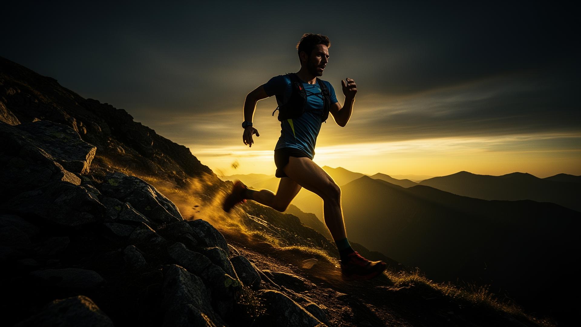 Atleta correndo no nascer do sol
